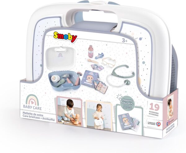 Smoby- Maletín Pediatra Baby Care- para el Cuidado de la Salud de Tus Muñecos, 19 Accesorios, Estetoscopio, Jeringuilla, Termómetro, Libreta, A Partir 3 años (7600240306), Exclusivo en Amazon - Image 10