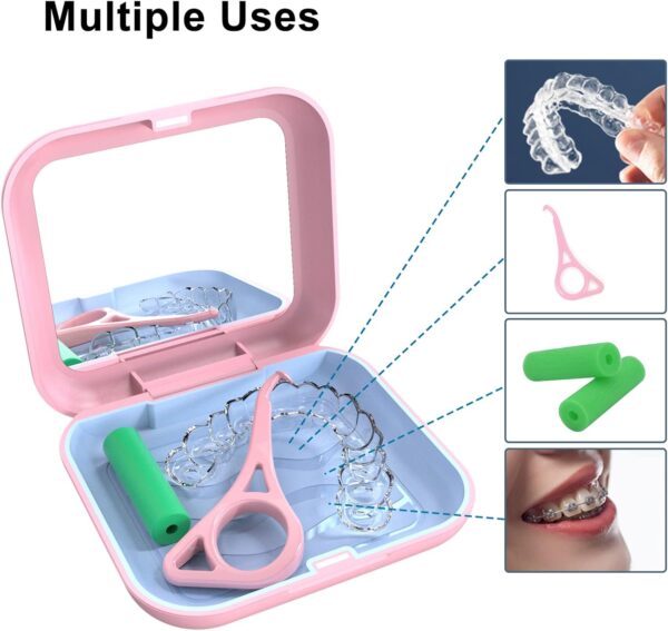 BVN Caja Aparato Dental con Espejo: Caja Ferula Dental, Caja de Dentaduras Postizas, Funda Aparato Dental Ortodoncia, Retenedor Dental, Caja de Retención, Contenedor por Alineadores Dentales Negro. - Image 3
