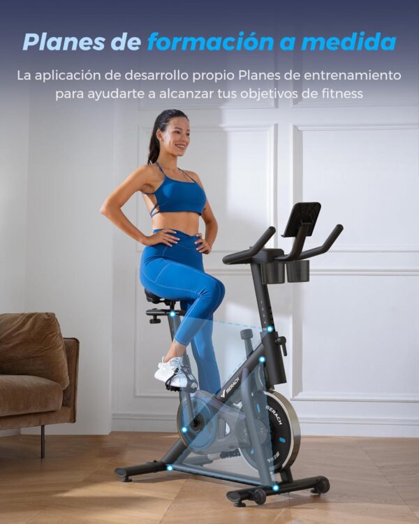 MERACH Bicicleta Estática en Casa, Bicicleta Spinning con Monitor LED, Transmisión Silenciosa por Cinturón y Cómodo Cojín de Asiento, App Propia, Capacidad de 122 kg, Entrenamiento Aeróbico - Image 4