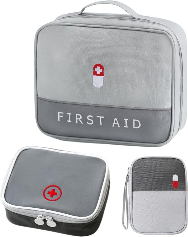 CHENKEE Bolsa para Medicinas, 3 Piezas Bolsa Impermeable para Medicinas Bolsa Vacía para Primeros Auxilios Bolsa de Emergencia Médica de Gran Capacidad para Casa, Oficina, Viajes (Gris)