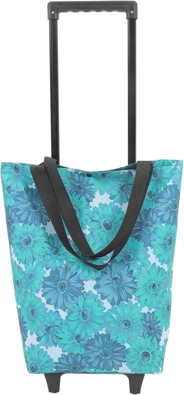 OUNONA Bolsa De Compras con Ruedas Bolsas Plegables con Carrito De Compras Bolsa De Viaje con Flores para Viajar A 21Kg