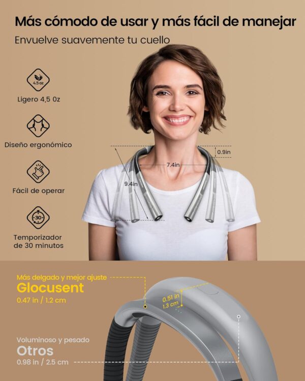 Glocusent LED Luz de Lectura Cuello, Luz para Leer Libros en la Cama,Temporizador de 30 min., 3 Colores & 3 Brillos Ajustables, Recargable & Larga Duraci贸n,Perfecta para Leer,Tejer, Hacer Reparaciones - Image 2