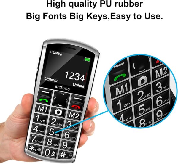 artfone 4G Volte Teléfono Móvil para Personas Mayores Teclas Grandespara Mayores, Senior Móviles con SOS Botón, 2.4 Pulgadas, con una Base de Carga, Fácil de Usar para Ancianos - Image 4