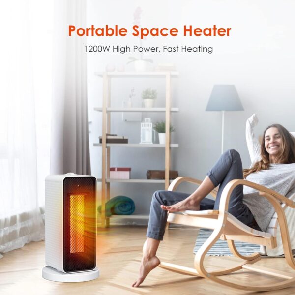 Calentador portátil Calefactor Bajo Consumo Baño Ninonly 11200W Calefactor Bajo Consumo con 90° Oscilación Automática, Protección Contra Sobrecalentamiento y Volcado 6 Modos para Casa, Habitaciones - Image 8