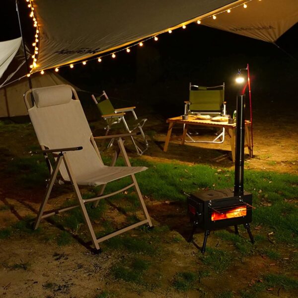 Estufa de leña portátil Kit de chimenea, Estufa de Camping para tienda de acero inoxidable,con ventana de vidrio grande para cocinar con calefacción en el hogar, ​barbacoa de picnic ​aire libre - Image 3