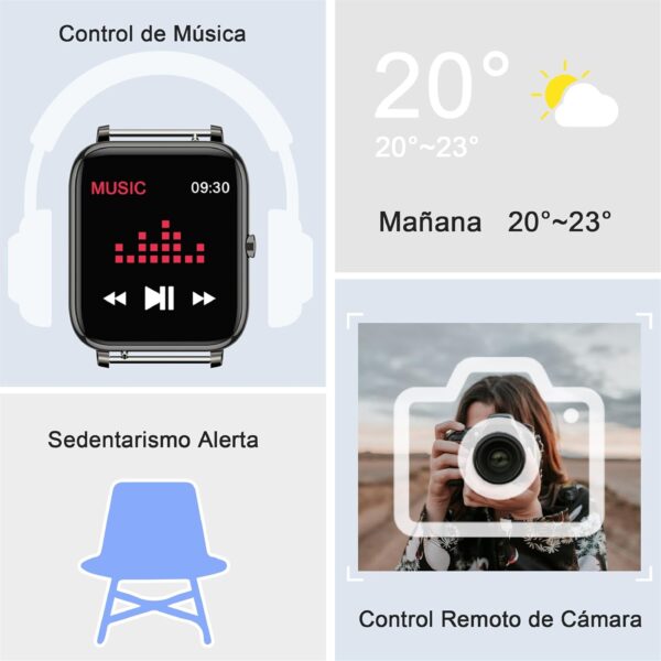 KALINCO Reloj Inteligente Hombre Mujer, Smartwatch Hombre con Oxígeno Sanguíneo Presión Arterial Frecuencia Cardíaca Sueño, Reloj Deportivo para Android iOS - Image 3