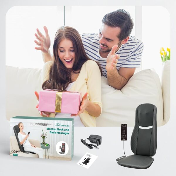 Snailax Asiento de Masaje Shiatsu Mejorado para Masaje de Cuello y Espalda, almohada de masaje para espalda/cuello/hombros, masajeador de espalda con masaje vibratorio, regalo para hombres y mujeres - Image 9