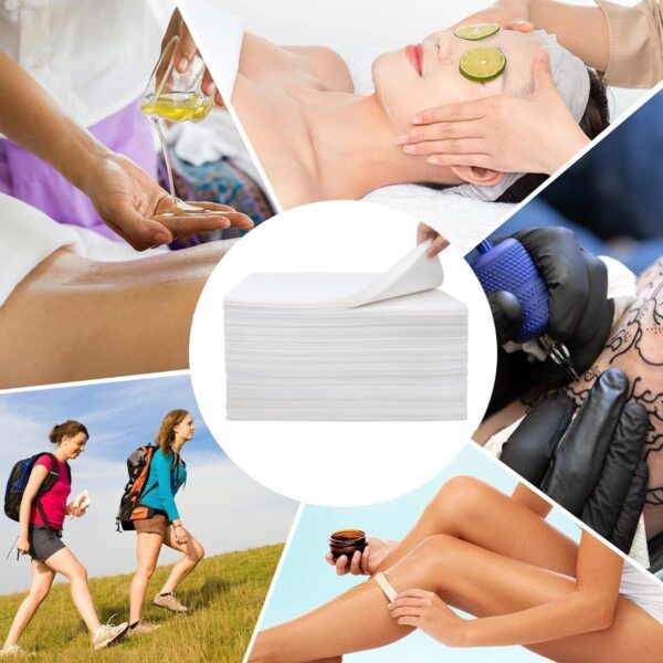 Eqivei 100 PCS Sabanas Desechables Camilla Masaje, 100x200 cm, Sábanas Desechables no Tejidas, Sábanas Desechables Para la Masaje Belleza, Tatuaje, SPA, Blanco - Image 7