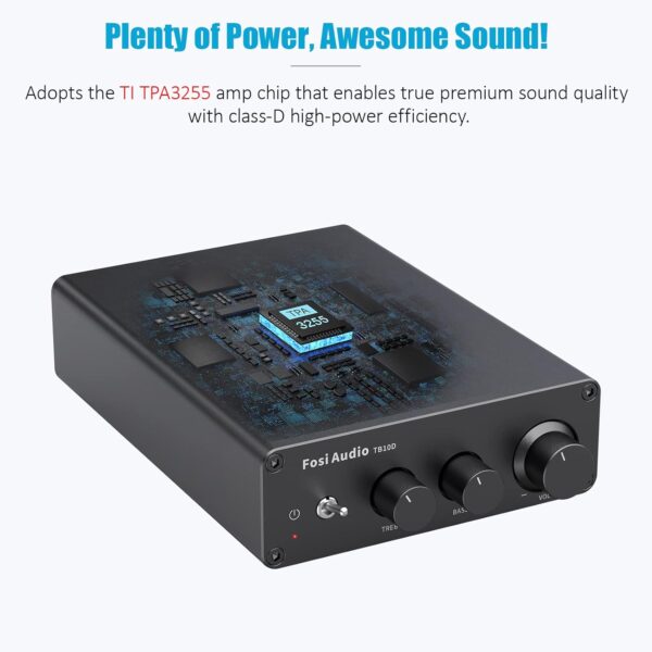 Fosi Audio TB10D 600 vatios TPA3255 Mini amplificador de potencia HiFi estéreo Clase D Amp Receptor de audio digital integrado de 2 canales para altavoces pasivos con control de agudos y graves - Image 2
