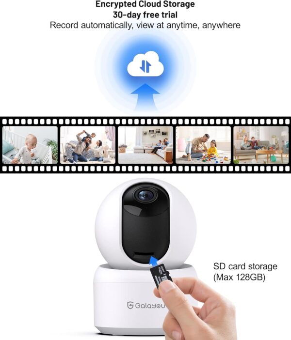 GALAYOU 2K Cámara Vigilancia WiFi Interior Camara Vigilancia Bebé IP con Vista de 360°, Detección de Movimiento, 24/7 Grabación en Tarjeta SD y Audio Bidireccional, Compatible con Alexa, G2 (2pack) - Image 7