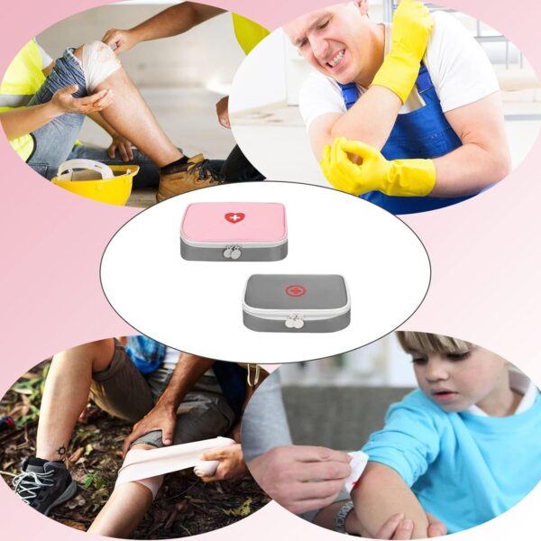 CPYJW 2 Piezas Botiquin De Primeros Auxilios,Uno Grande Y Otro Pequeño Botiquin De Primeros Auxilios Vacía Casa Mini Primeros Impermeable (Rosa, Gris) - Image 5