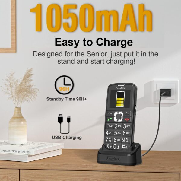 Easyfone Prime-A6 gsm Teléfono Móvil para Personas Mayores con Teclas Grandes y botón SOS, Fácil de Usar Móviles para Ancianos con Base cargadora (gsm) - Image 6