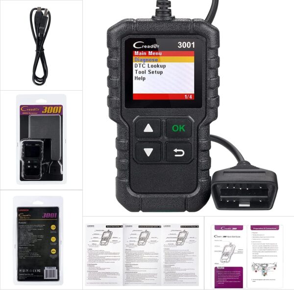 LAUNCH - Máquina de Diagnosis Creader 3001 OBD2, para vehículos, para el Control de la luz de avería del Motor, el Sistema de sensores O2 y el OBD, Lector de código, Herramienta de escaneo - Image 5