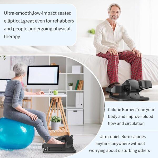 HOFTME Mini Eliptica Electrica,Pedales Estaticos Personas Mayores,Pedaleador Electrico,Ejercitador de Piernas Para Anciano,Elíptica Portátil Ultra Silenciosa,Bicicleta Eliptica Fitness Para Casa - Image 6