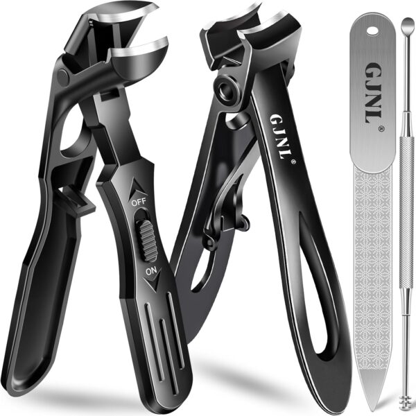 Cortaúñas en ángulo para uñas gruesas, regalos de Navidad para hombres, 16 mm de ancho, cortaúñas para personas mayores, regalos secretos de Navidad para papá, cortaúñas alemanes resistentes (negro y