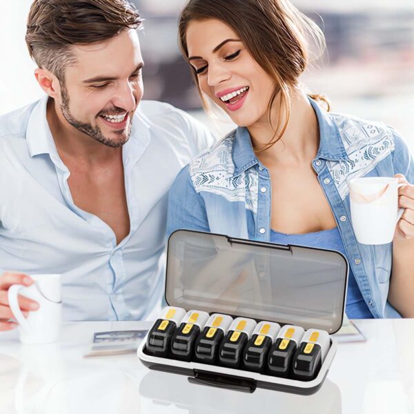 Pastillero Semanal 2 Tomas Español 7 Dias Dosificador de Comprimidos con 14 Compartimentos Pastillero Diario Pastillero de Viaje para Vitaminas, Aceites de Pescado, Suplementos - Image 6