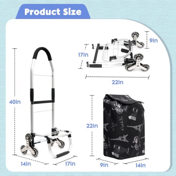Carrito de la compra con marco de aluminio estable y bolsa de lona impermeable extraíble. El compañero ideal para compras cómodas y prácticas - Image 2