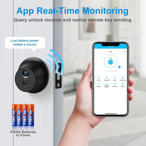 Cerradura conectada con Metafort Cerradura Electrónica - Entrada sin Llave, Smart Lock con Fingerprint, Control de APP, Llaves, Bluetooth para el hogar, hotel, oficina y apartamento - Image 4