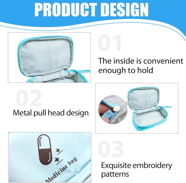 Mini Botiquín de Primeros Auxilios Portátil, Bolsas de medicamentos portátiles, Bolsa Médica Vacio, Botiquin de Primeros Auxilios Impermeable, para Situaciones Emergencia en Hogar, Viajes (Azul) - Image 3
