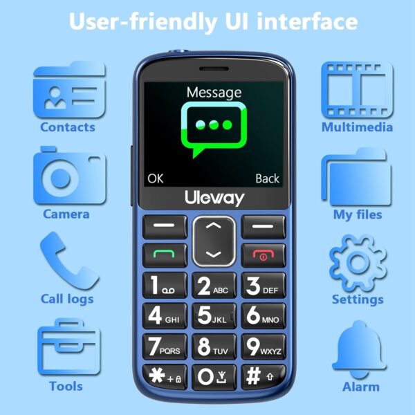 uleway 4G Telefono Movil para Mayores Libres, Teléfono Móvil Personas Mayores de Teclas Grandes con Pantalla de 2,4, Botón SOS, USB-C, Llamada Rápida, Base de Carga, Movil Basico con Ranura Nano SIM - Image 2