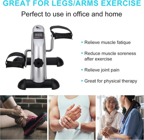 Himaly Mini Bicicleta Estática con Pantalla LCD para Entrenamiento de Brazos y Piernas Pedales Estaticos Minibicicleta Ajustable para Hacer Ejercicio en Casa con tapete antideslizante y correa fija - Image 6