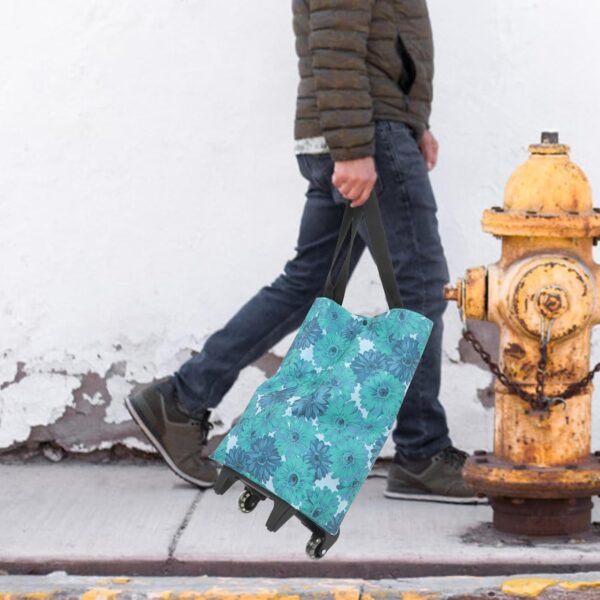 OUNONA Bolsa De Compras con Ruedas Bolsas Plegables con Carrito De Compras Bolsa De Viaje con Flores para Viajar A 21Kg - Image 5