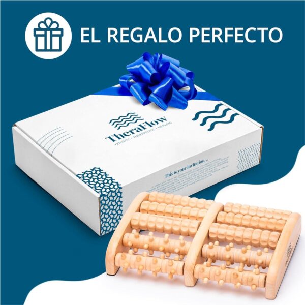 TheraFlow Masajeador Dual de Pies - Acupuntura Shiatsu Original - Madera - Talle XL con Rodillo de Acupresión para y Alivio de Fascitis Plantar - Con Gráfico de Reflexología Podal y Manual de Uso - XL - Image 2