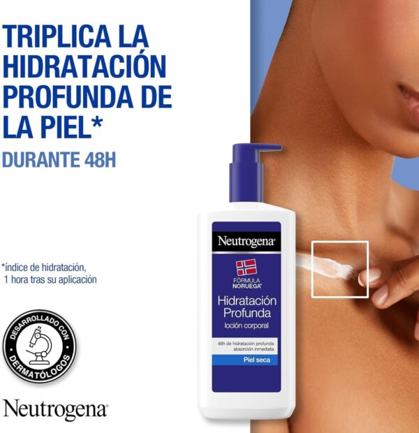 Neutrogena Fórmula Noruega Hidratación Profunda Loción Corporal de Absorción Inmediata (pack de 2 x 750 ml), crema hidratante corporal con tecnología Pro-Ceramida y Glicerina para piel seca - Image 2