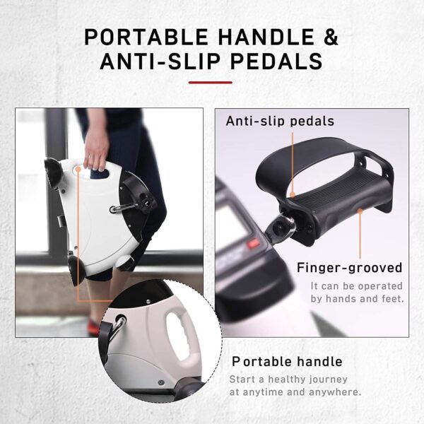PROIRON Pedales Estaticos, Mini Bicicleta Estáticas con Pantalla LCD y Resistencia Ajustable, Entrenamiento de Brazos y Piernas, para Fitness Ajustable Resistencia para Hacer Ejercicio - Image 7