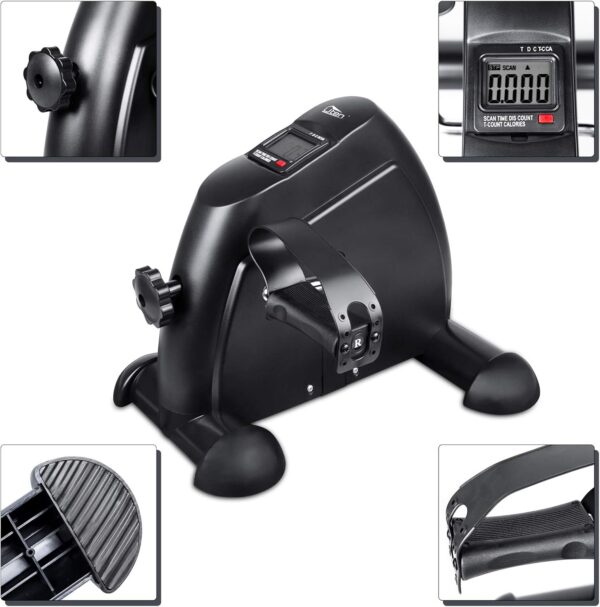 Uten Mini Pedal de Ejercicio Estaticos para Bicicleta de Ejercicio para Brazos y Piernas con Pantalla LCD y Resistencia Ajustable Ciclo de Resistencia （Negro） - Image 2