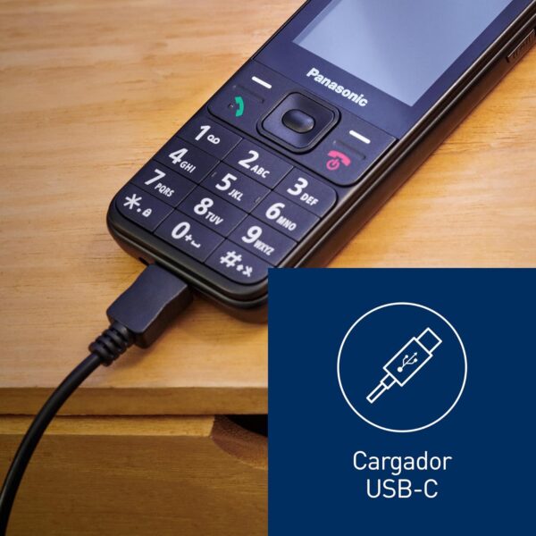 Panasonic KX-TF200 Teléfono Móvil, Doble Banda GSM 900/1800 MHz, LCD TFT en Color de 2,4", Cámara de 0,3 MP, MP3 y Radio FM, Batería Li-Ion de 1000 mAh, Para Audífonos, Tarjeta SIM única, Negro - Image 7