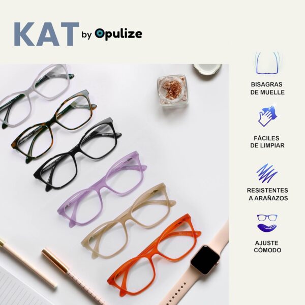 OPULIZE KAT Gafas de Lectura - Elegante Montura Ojo de Gato - Hombres y Mujeres - Bisagras de Muelle - R59 - Image 4