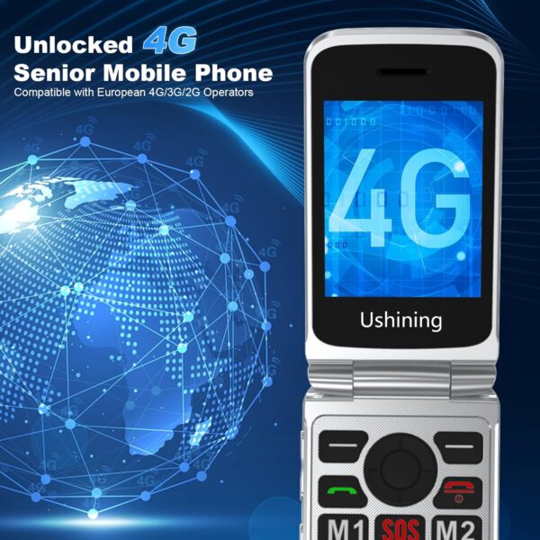 4G Telefono Movil Libres para Mayores, Telefonos Moviles Teclas Grandes con Tapa, Gran Pantalla de 2,8" + 1,77, SOS Notruftaste, Movil Basico Gente Mayor Dual SIM con 1200mAh Akku, Ladestation(Negro) - Image 2