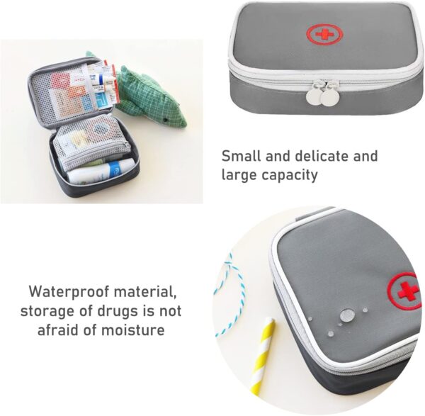 CHENKEE Bolsa para Medicinas, 3 Piezas Bolsa Impermeable para Medicinas Bolsa Vacía para Primeros Auxilios Bolsa de Emergencia Médica de Gran Capacidad para Casa, Oficina, Viajes (Gris) - Image 4