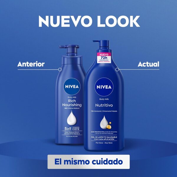 NIVEA Body Milk Nutritivo (1 x 625 ml), leche corporal que hidrata durante 72 h, crema hidratante corporal con aceite de almendras y ácido hialurónico, para piel seca - Image 7