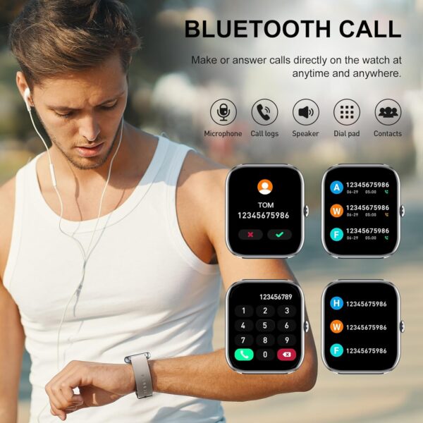 Reloj Inteligente Hombre Mujer, 1.85" Smartwatch con Llamadas Bluetooth, Smart Watch Pulsómetro/Monitor de Sueño/Podómetro, 110+ Modos Deportivos Impermeable IP68 Pulsera Actividad, Starlight Blanco - Image 2
