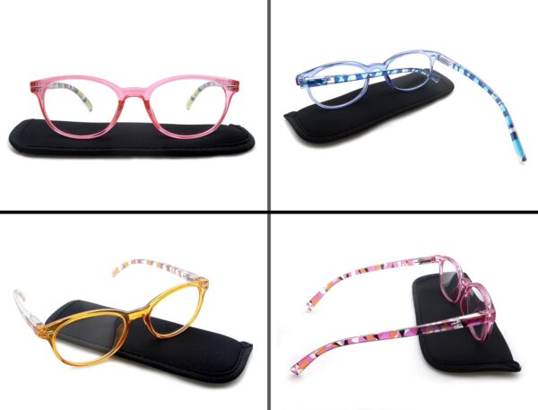 HEEYYOK Gafas de lectura mujer, lectores de color, marco retro redondo, bisagras de resorte que incluyen 4 bolsas - Image 6