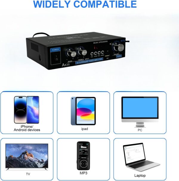 Amplificador Bluetooth 5.0 Mini, amplificador de alta fidelidad, receptor de audio digital, amplificador amplificador de potencia con ranura USB TF - Image 6