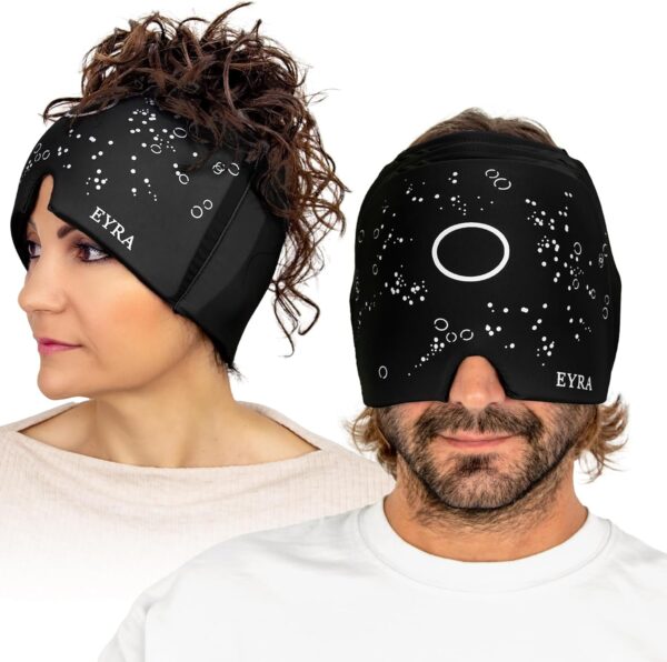 EYRA Gorro Migraña - Gorro Anti Migraña con Terapia de Frío y Calor para Alivio del Dolor de Cabeza, Tensión y Presión Sinusal - Gorro para Migrañas y Máscara Migraña Reutilizable para Terapia 360º - Image 8
