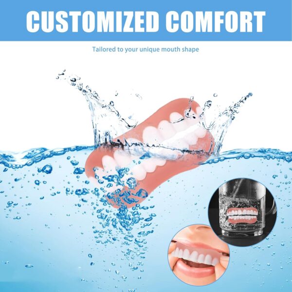 Juego de 2 Piezas Dentadura De Silicona Dentaduras Postizas Ajustables Dientes Postizos Temporales Carillas Dentales Natural en Forma y Cómodo Para Hombres y Mujeres - Image 5