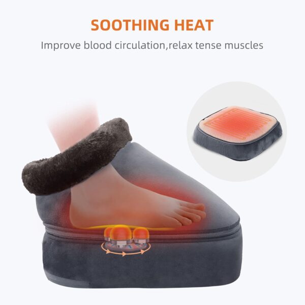 Snailax Shiatsu masajeador de pies eléctrico con calor, 2 en 1 masajeador eléctrico para pies espalda piernas, calentador de pies con masaje de amasado, regalos para la familia hombres mujeres - Image 3