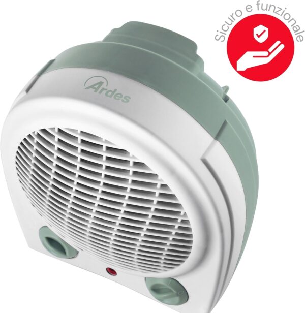 ARDES ARAM4F09G Termoventilador de Hilo SABO, Estufa de Calefacción 2 Potencias Eco/Confort, Termostato Temperatura Ambiente, Estufa Calentadora Portátil con Diseño Elegante Compacto Acabado Salvia - Image 4