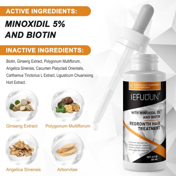 Suero de crecimiento capilar con biotina-Kit de crecimiento de barba-Cuidado del cabello para un cabello y barba saludables-Kit de cuidado para el crecimiento de los hombres-60ML - Image 2
