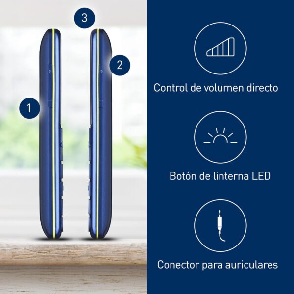 Panasonic KX-TU155EXCN Teléfono Móvil para Personas Mayores (Botón de emergencia SOS, Compatible con audífonos, Función de linterna, Botones grandes fácil uso, Pantalla a color de 2.3 pulgadas), Azul - Image 2