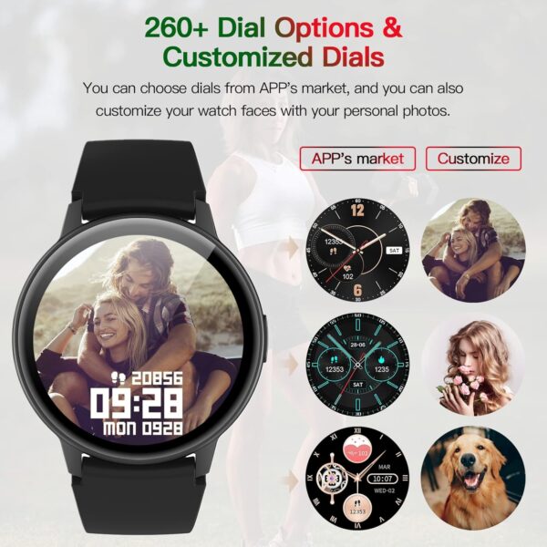 Reloj inteligente para mujeres y hombres (contestar/marcar llamadas), relojes de cara redonda de 1.3 pulgadas, reloj inteligente con pantalla siempre encendida para teléfonos Android e iOS, IP68 - Image 6