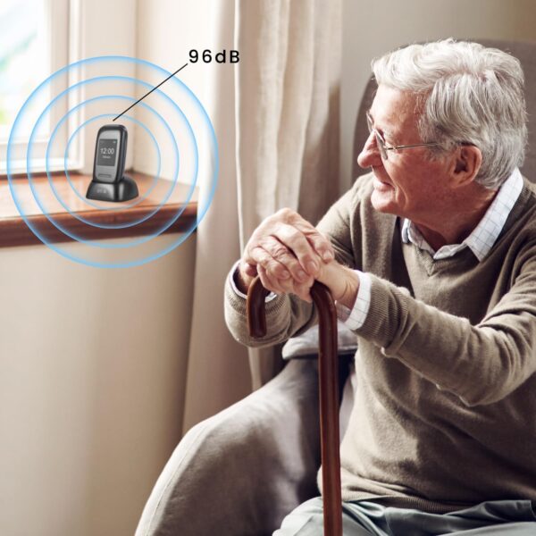 SPC Harmony - Teléfono móvil para Personas Mayores, móviles con Tapa, Teclas Grandes, Volumen Alto 96dB, Compatible con audífonos, contactos con Imagen, botón SOS, Doble Pantalla (2,4”+1,77”) - Negro - Image 3