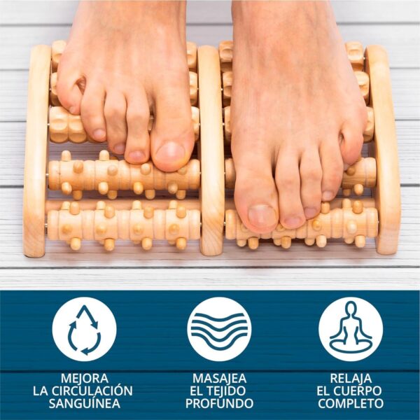 TheraFlow Masajeador Dual de Pies - Acupuntura Shiatsu Original - Madera - Talle XL con Rodillo de Acupresión para y Alivio de Fascitis Plantar - Con Gráfico de Reflexología Podal y Manual de Uso - XL - Image 3