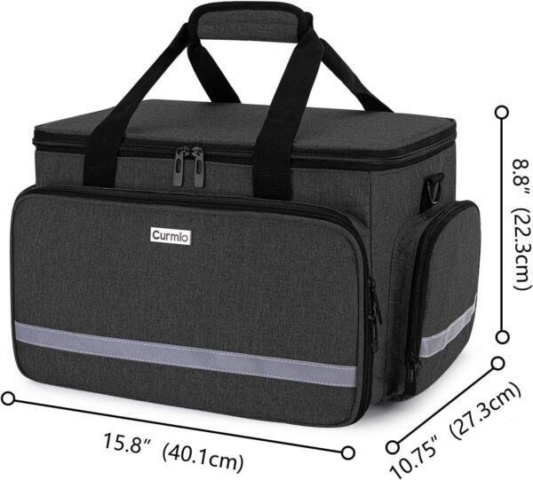 CURMIO Bolsa de Emergencias, Bolsa Médica, Botiquín de Clínica con Divisores Internos y Muchos Bolsillos, Negro - Image 6
