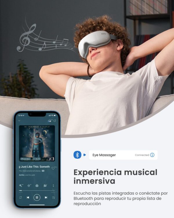 RENPHO Masajeador de ojos con control remoto y calor,Compresión de aire masajear ojos recargable para aliviar la tensión ocular Círculos oscuros Bolsas de ojos Mejorar el sueño regalo dia de la madre - Image 7