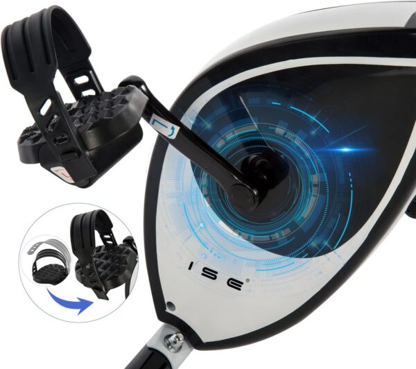 ISE Bicicleta estática plegable Cardio Training Fitness 8 niveles de resistencia magnética pantalla LCD Entrenamiento con sensor de frecuencia cardiaca, SY-810L - Image 5